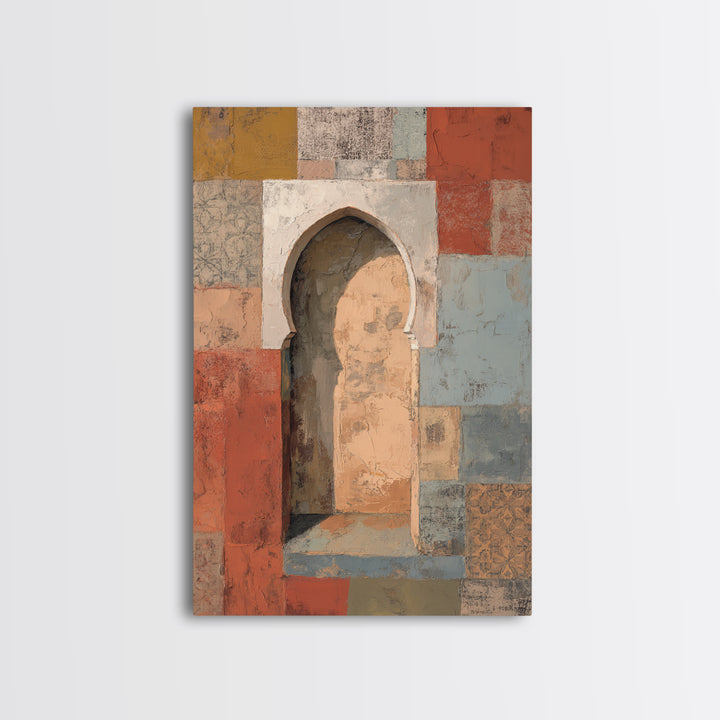 Hand Painted Moroccan Arch Framed Canvas Print, Boho Art, Wall Art Set, Living Room Decor, Fine Art, Bohemian, Home Decor, BOH-2x3-75