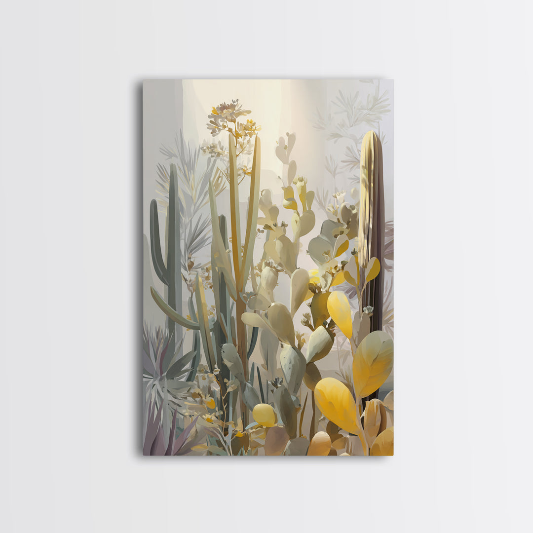 Desert Sun with Cactus and Warm Clay Canvas Print, Boho Art, Canvas Art, Living Room Decor, Fine Art, Bohemian, Wall Art Set, BOH-2x3-9