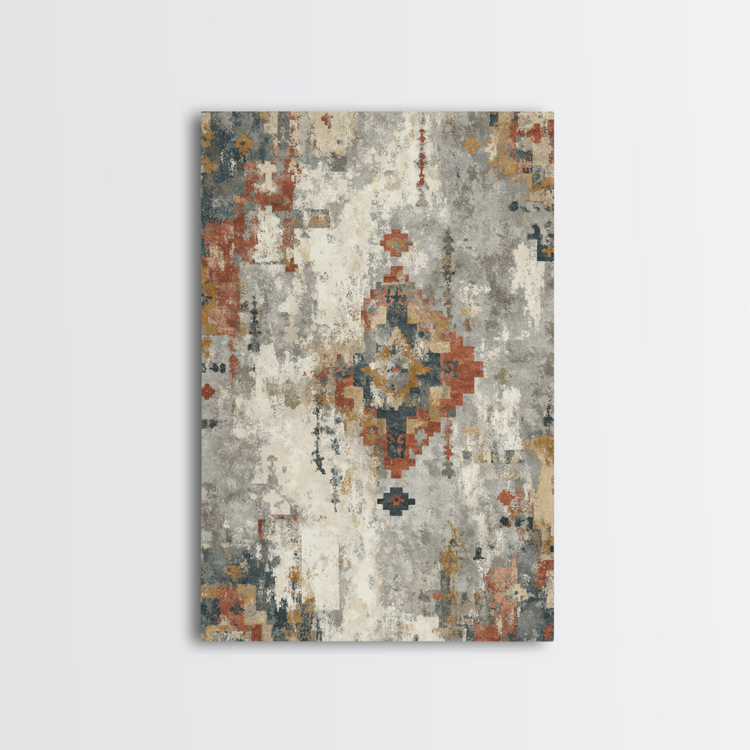 Tribal Neutral Pattern Framed Canvas Print, Boho Art, Printable Art, Living Room Decor, Fine Art, Bohemian, Neutral Decor, BOH-2x3-94