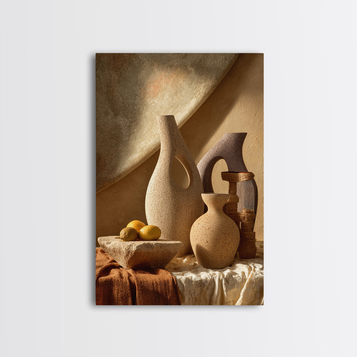 Abstract Clay Shapes Canvas Print, Boho Art, Wall Print, Living Room Decor, Abstract Art, Bohemian, Minimalist Decor, BOH-2x3-96