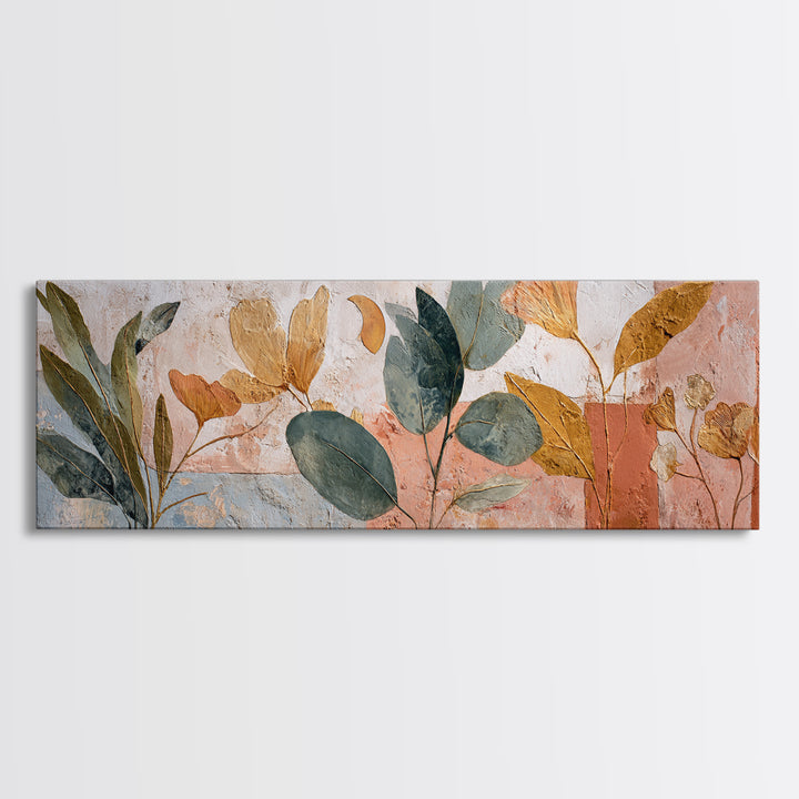 Sage Green Eucalyptus and Crescent Moon Framed Canvas Print, Boho Art, Fine Art Print, Living Room Decor, Fine Art, Bohemian, BOH-3x1-15