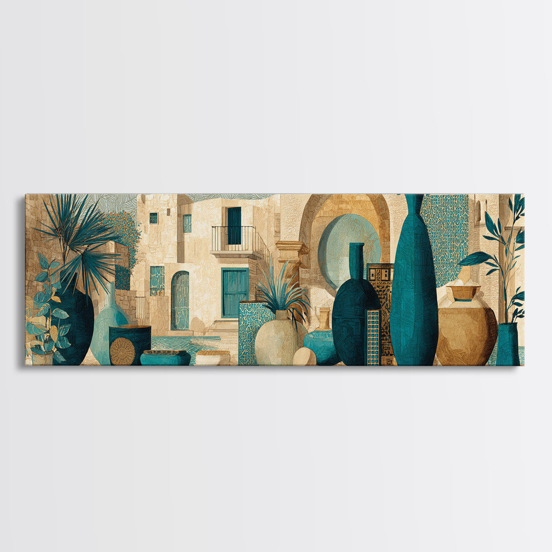 Organic Shape Collage Canvas Print, Boho Art, Abstract Wall Art, Living Room Decor, Abstract Art, Bohemian, Fine Art Print, BOH-3x1-16