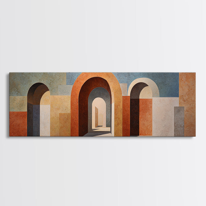 Neutral Rainbow Arches Canvas Print, Boho Art, Minimalist Decor, Living Room Decor, Abstract Art, Bohemian, Digital Wall Art, BOH-3x1-19