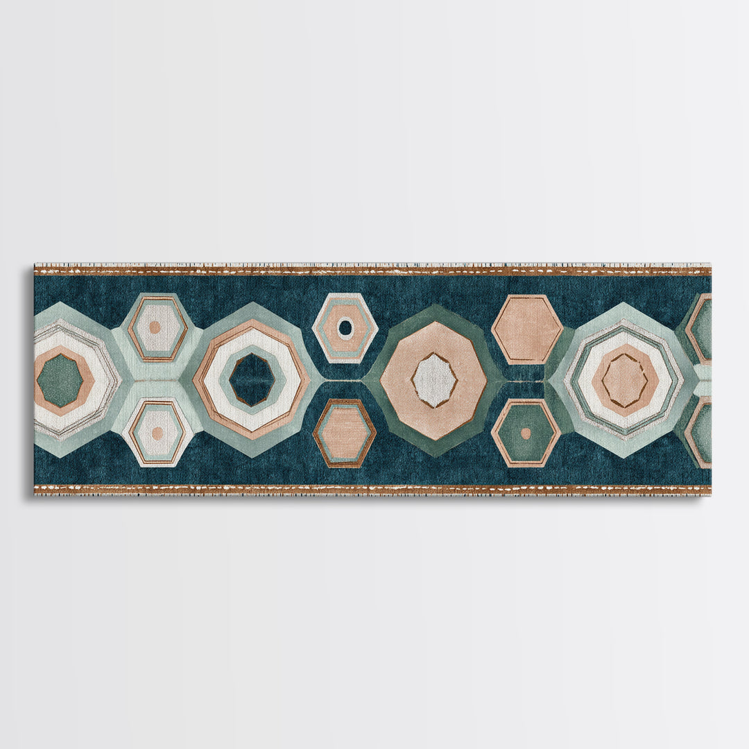 Macrame Geometric Fringe Pattern Framed Canvas Print, Boho Art, Contemporary Art, Living Room Decor, Abstract Art, Bohemian, BOH-3x1-23