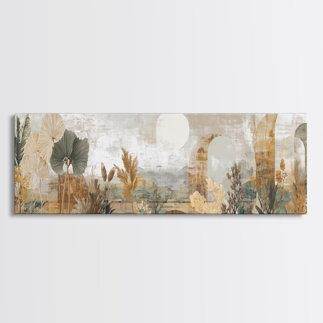 Neutral Rainbow Arches Canvas Print, Boho Art, Mid Century Modern, Living Room Decor, Abstract Art, Bohemian, Boho Wall Art, BOH-3x1-43