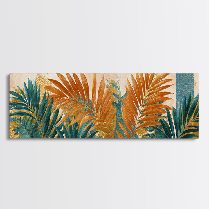Terracotta Palm Leaves Canvas Print, Boho Art, Neutral Decor, Living Room Decor, Fine Art, Bohemian, Wall Decor, Prints, BOH-3x1-45