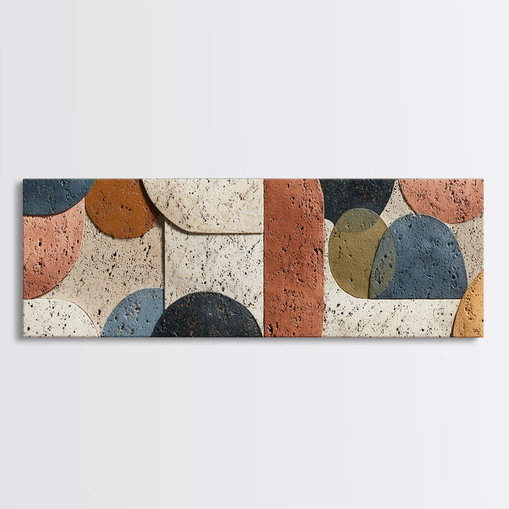 Abstract Clay Shapes Framed Canvas Print, Boho Art, Wall Art, Living Room Decor, Fine Art, Bohemian, Art Deco, Artwork, BOH-3x1-56