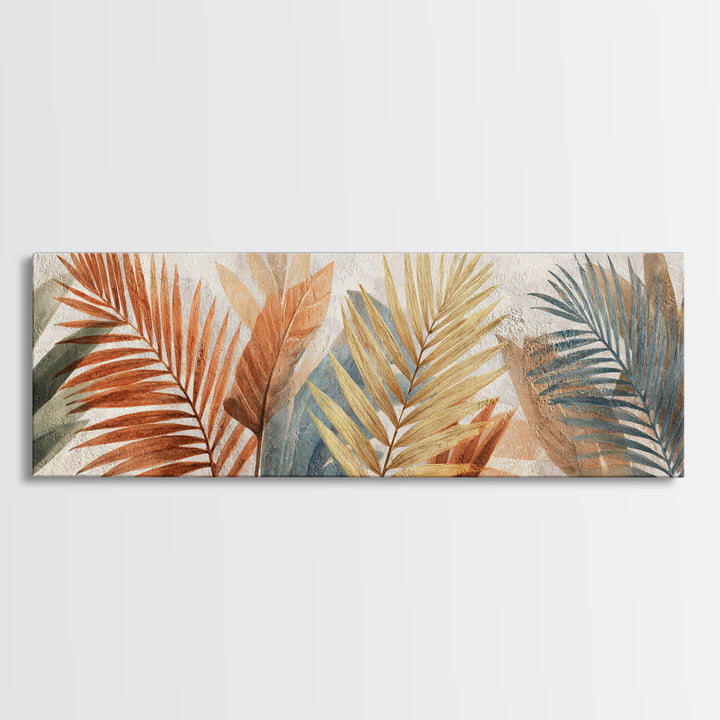Terracotta Palm Leaves Framed Canvas Print, Boho Art, Room Decor, Living Room Decor, Fine Art, Bohemian, Printable, BOH-3x1-69