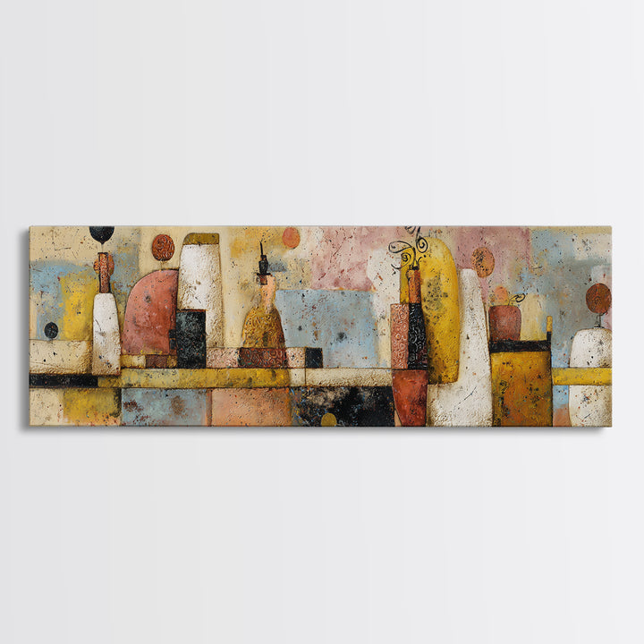 Abstract Clay Shapes Canvas Print, Boho Art, Art Print, Living Room Decor, Abstract Art, Bohemian, Digital Print, Printable Art, BOH-3x1-80