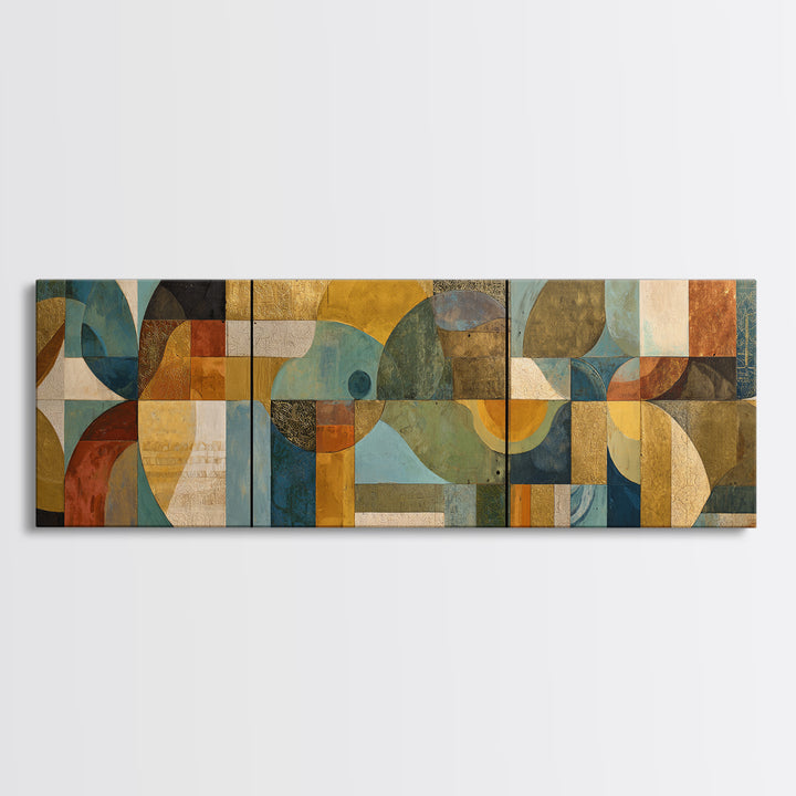 Organic Shape Collage Canvas Print, Boho Art, Art, Living Room Decor, Abstract Art, Bohemian, Wallart, Art Nouveau, Canvas Art, BOH-3x1-88