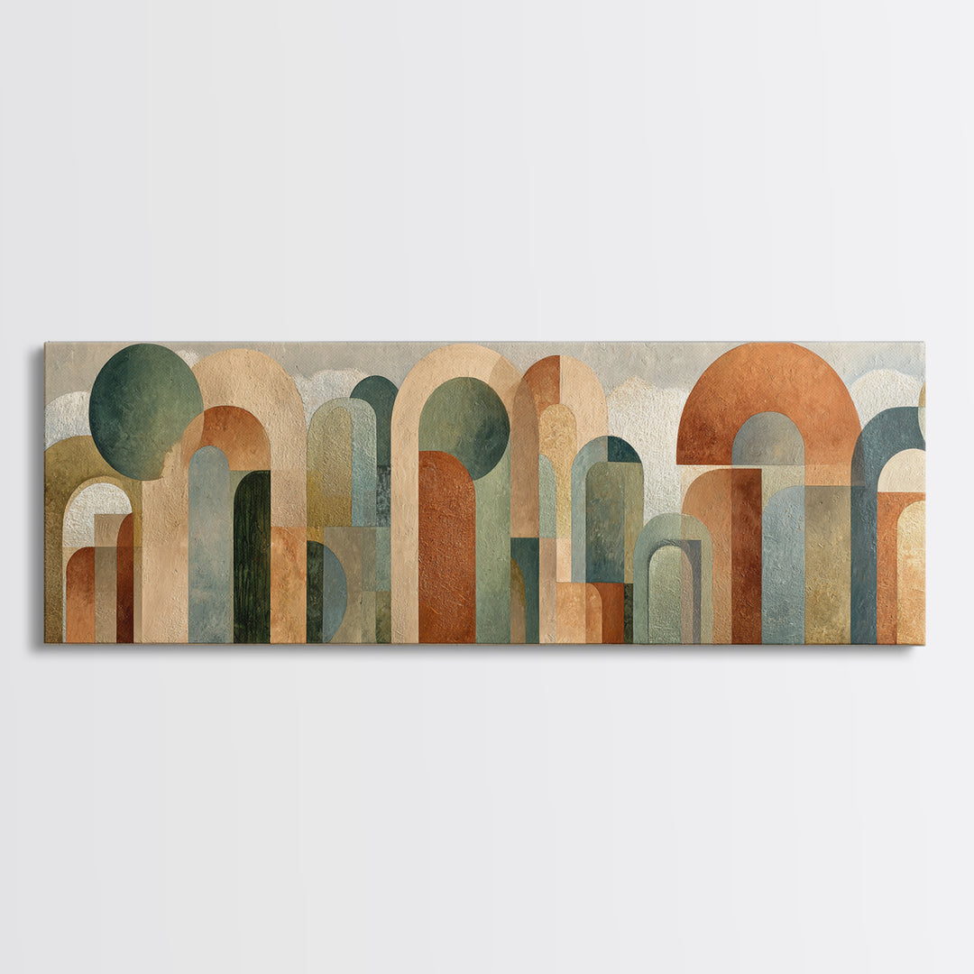 Neutral Rainbow Arches Canvas Print, Boho Art, Abstract Art, Living Room Decor, Bohemian 291, Set of Prints, Wall Art Set, BOH-3x1-91