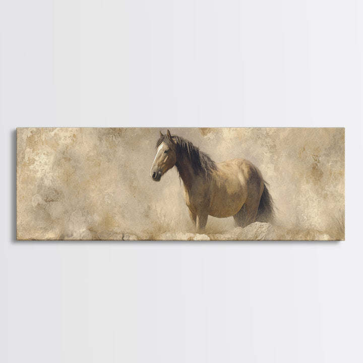 Wild Horse in Dusty Golden Light Canvas Print, Boho Art, Art Prints, Living Room Decor, Fine Art, Bohemian, Canvas Art, BOH-3x1-96