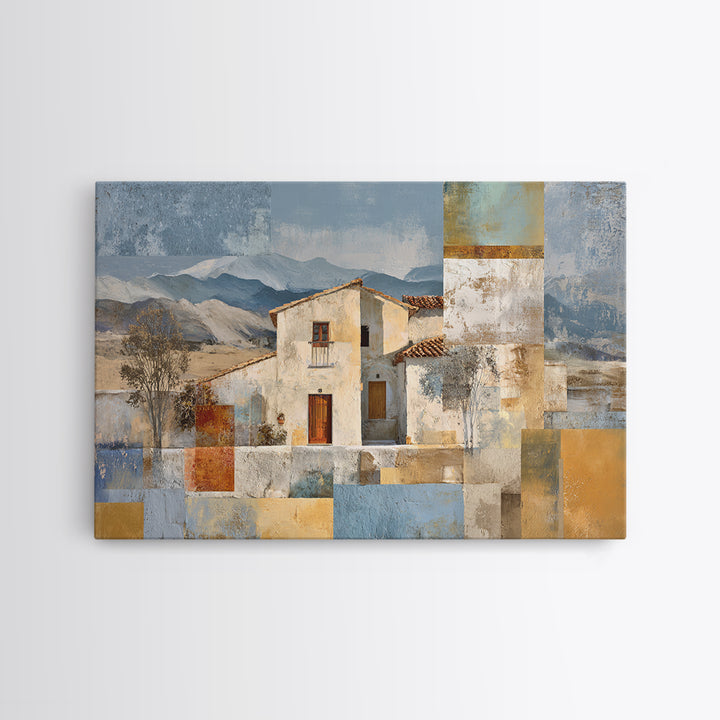 Organic Shape Collage Framed Canvas Print, Boho Art, Wall Art Set, Living Room Decor, Abstract Art, Bohemian, Home Decor, BOH-3x2-28