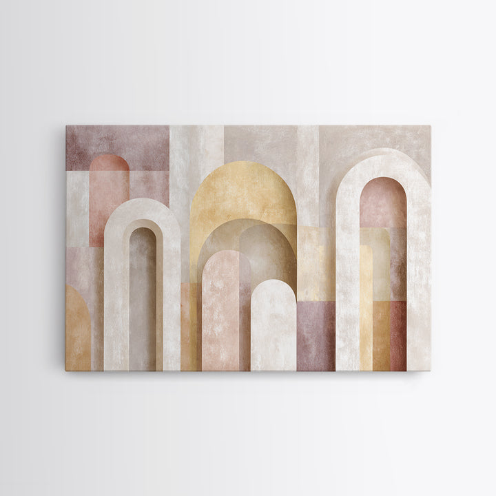 Neutral Rainbow Arches Framed Canvas Print, Boho Art, Wall Decor, Living Room Decor, Abstract Art, Bohemian, Art Nouveau, BOH-3x2-31