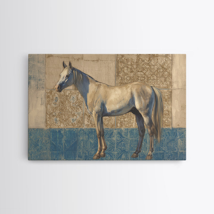 Wild Horse in Dusty Golden Light Framed Canvas Print, Boho Art, Room Decor, Living Room Decor, Fine Art, Bohemian, Printable, BOH-3x2-36