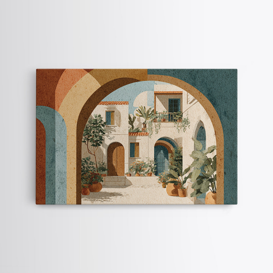 Neutral Rainbow Arches Framed Canvas Print, Boho Art, Boho Decor, Living Room Decor, Abstract Art, Bohemian, Textured Painting, BOH-3x2-55