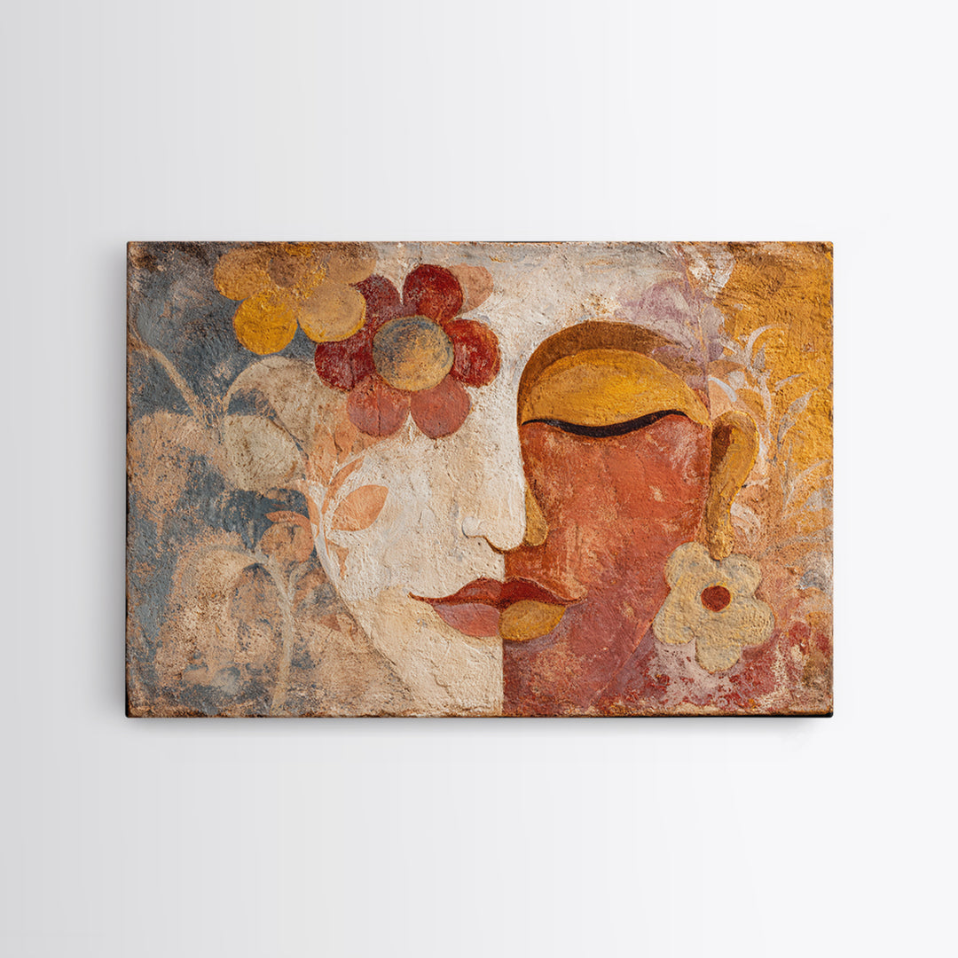 Abstract Female Face Canvas Print, Boho Art, Art Print, Living Room Decor, Watercolor Art, Bohemian, Printable Art, BOH-3x2-56