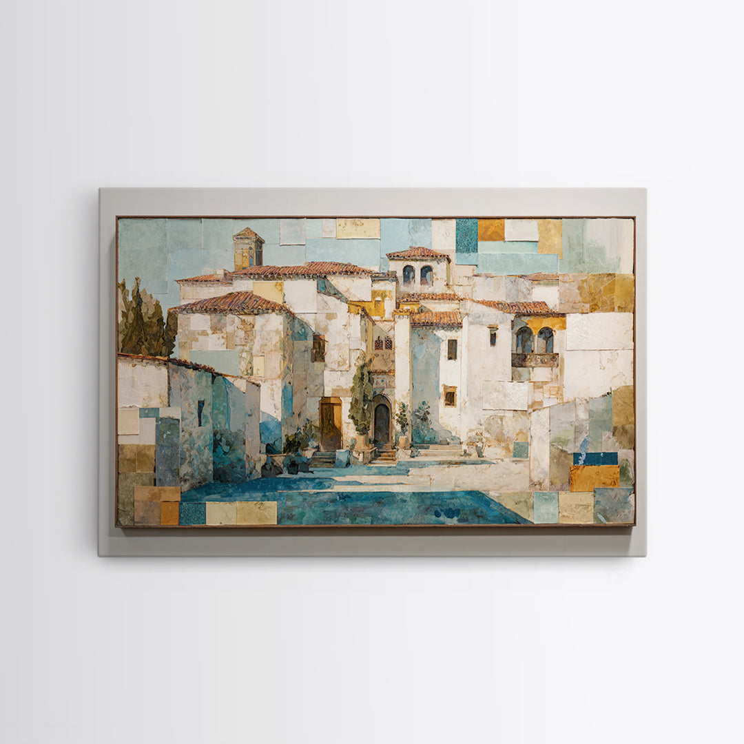 Organic Shape Collage Canvas Print, Boho Art, Art Prints, Living Room Decor, Abstract Art, Bohemian, Canvas Art, Digital Print, BOH-3x2-76