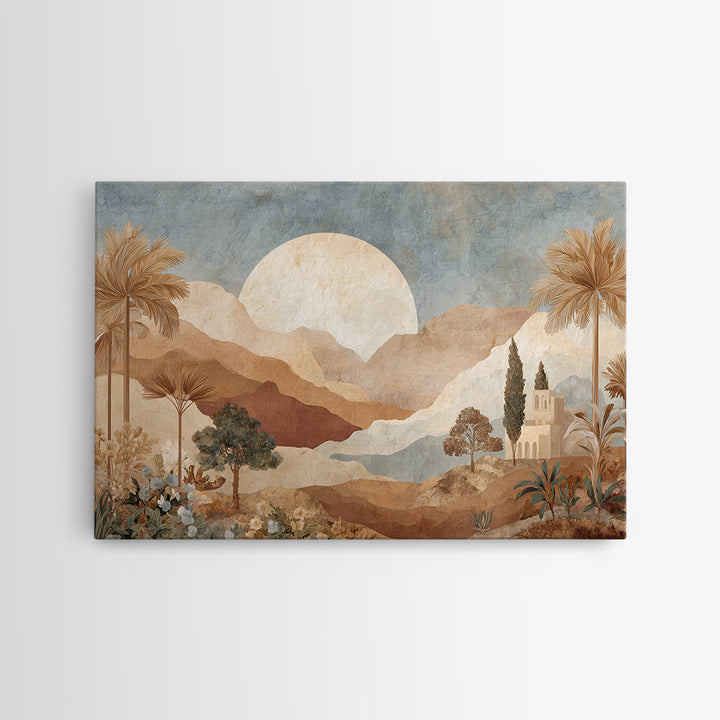 Neutral Rainbow Arches Framed Canvas Print, Boho Art, Digital Art, Living Room Decor, Abstract Art, Bohemian, Printable Art, BOH-3x2-79