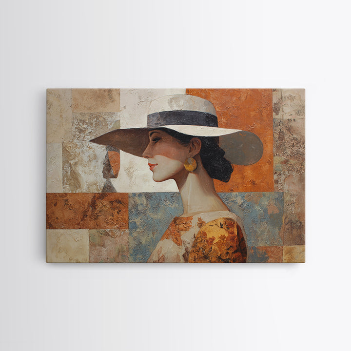 Desert Woman Portrait Framed Canvas Print, Boho Art, Living Room Wall Art, Living Room Decor, Oil Painting, Bohemian, BOH-3x2-91