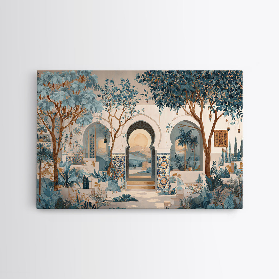 Hand Painted Moroccan Arch Framed Canvas Print, Boho Art, Boho Wall Art, Living Room Decor, Bohemian, Statement Artwork, BOH-3x2-95