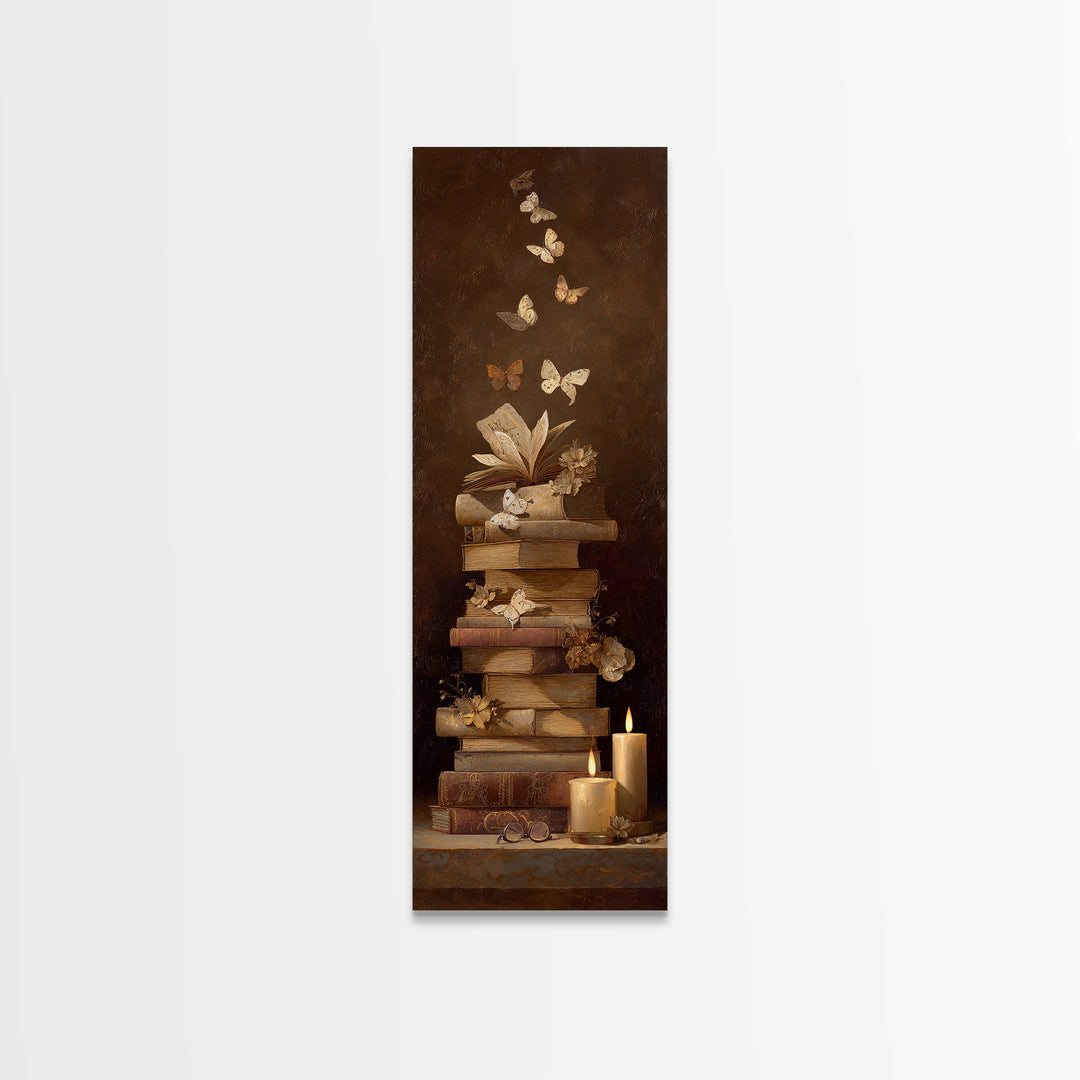 Open Book Releasing Painted Butterflies Canvas Print, Bookstore Art, Whimsical Art, Bookstore Decor, Fine Art, Literary, BOO-1x3-88