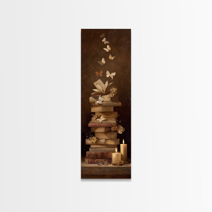 Open Book Releasing Painted Butterflies Canvas Print, Bookstore Art, Whimsical Art, Bookstore Decor, Fine Art, Literary, BOO-1x3-88