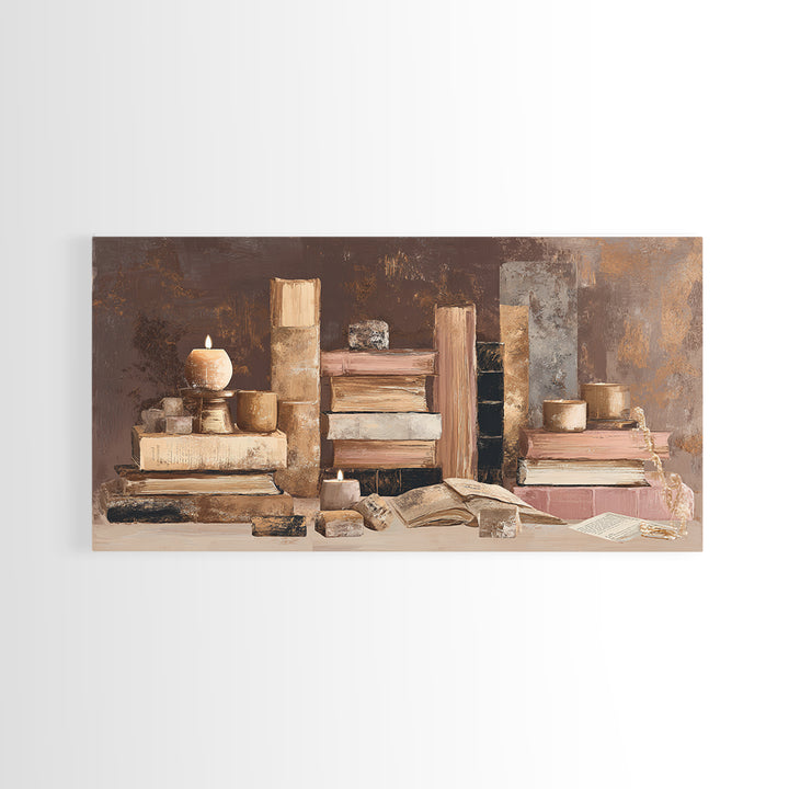 Book Cover Abstract Framed Canvas Print, Bookstore Art, Modern Decor, Bookstore Decor, Fine Art, Literary, Art Print, BOO-2x1-27