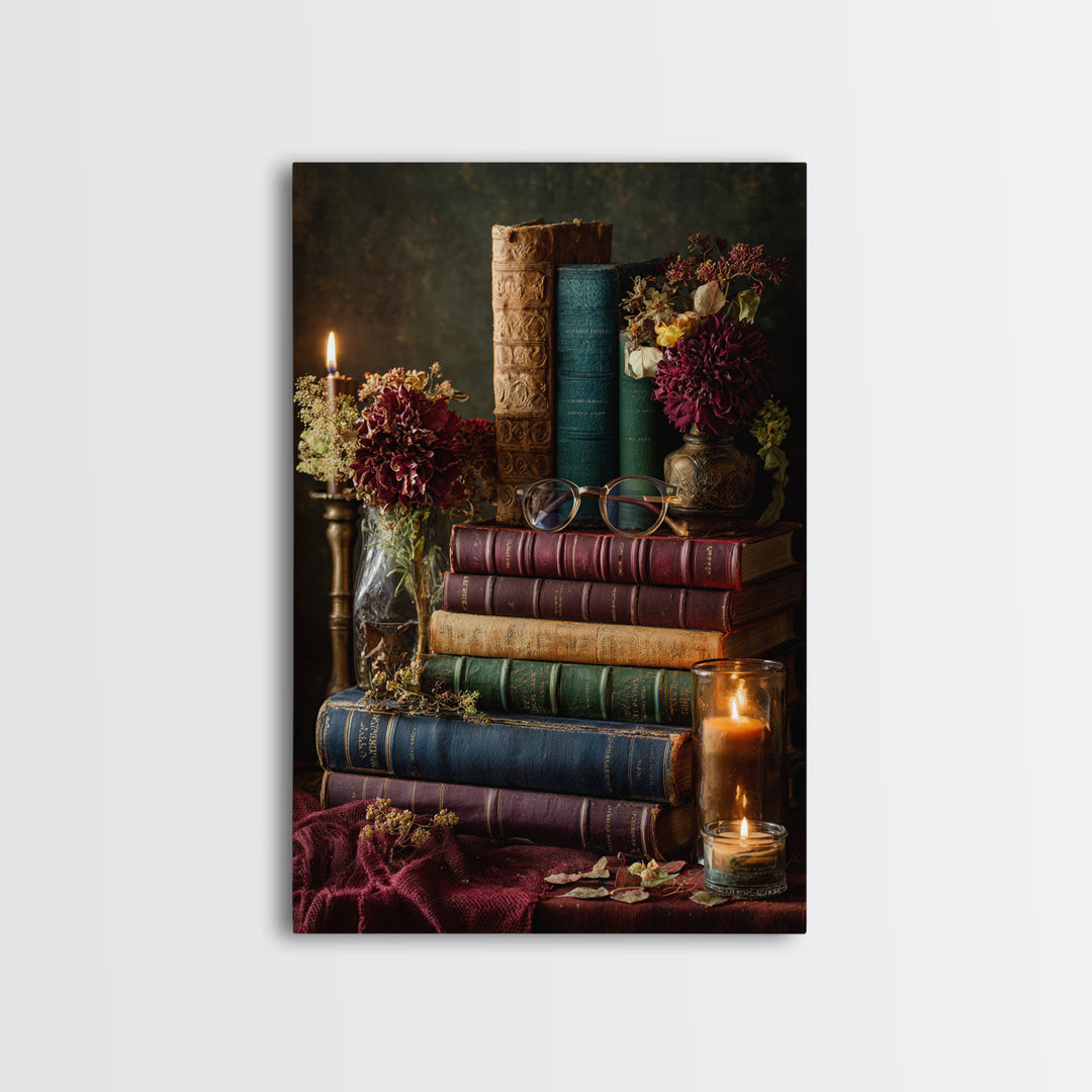 Classic Book Spine Pattern Framed Canvas Print, Bookstore Art, Fine Art Print, Bookstore Decor, Fine Art, Literary, BOO-2x3-4