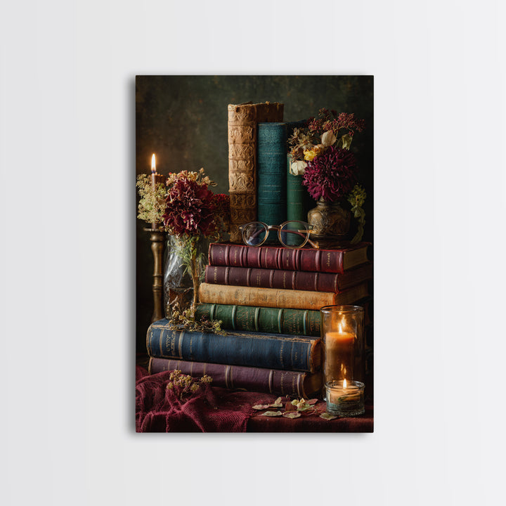 Classic Book Spine Pattern Framed Canvas Print, Bookstore Art, Fine Art Print, Bookstore Decor, Fine Art, Literary, BOO-2x3-4