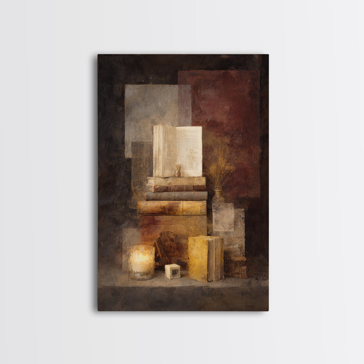 Book Cover Abstract Framed Canvas Print, Bookstore Art, Digital Wall Art, Bookstore Decor, Abstract Art, Literary, Office Art, BOO-2x3-63