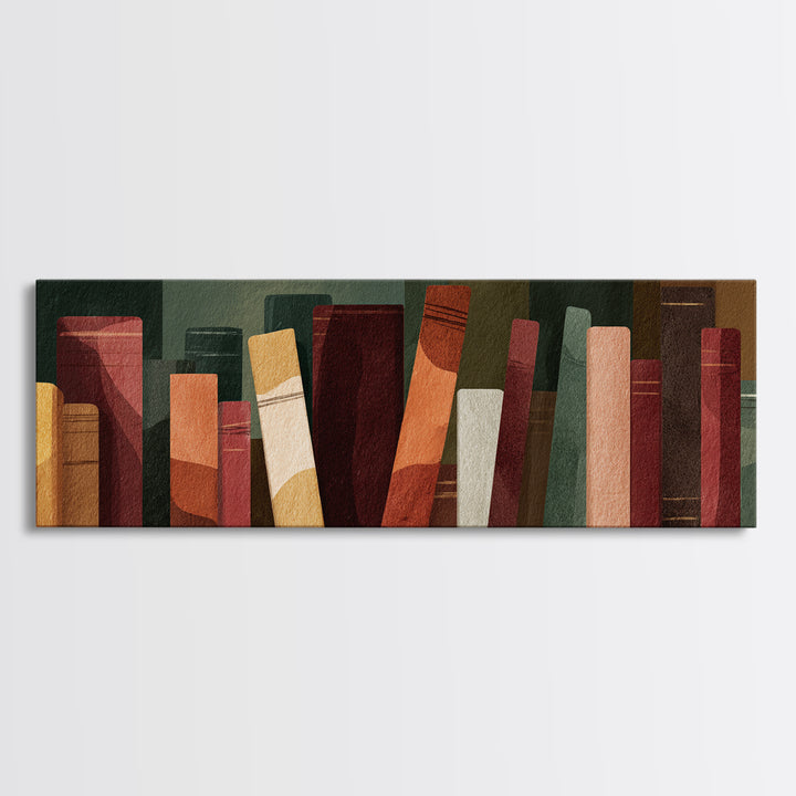 Book Cover Abstract Framed Canvas Print, Bookstore Art, Statement Artwork, Bookstore Decor, Abstract Art, Literary, BOO-3x1-23