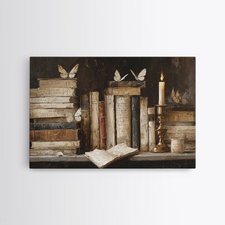 Open Book Releasing Painted Butterflies Canvas Print, Bookstore Art, Pastel Wall Art, Bookstore Decor, Fine Art, Literary, BOO-3x2-56