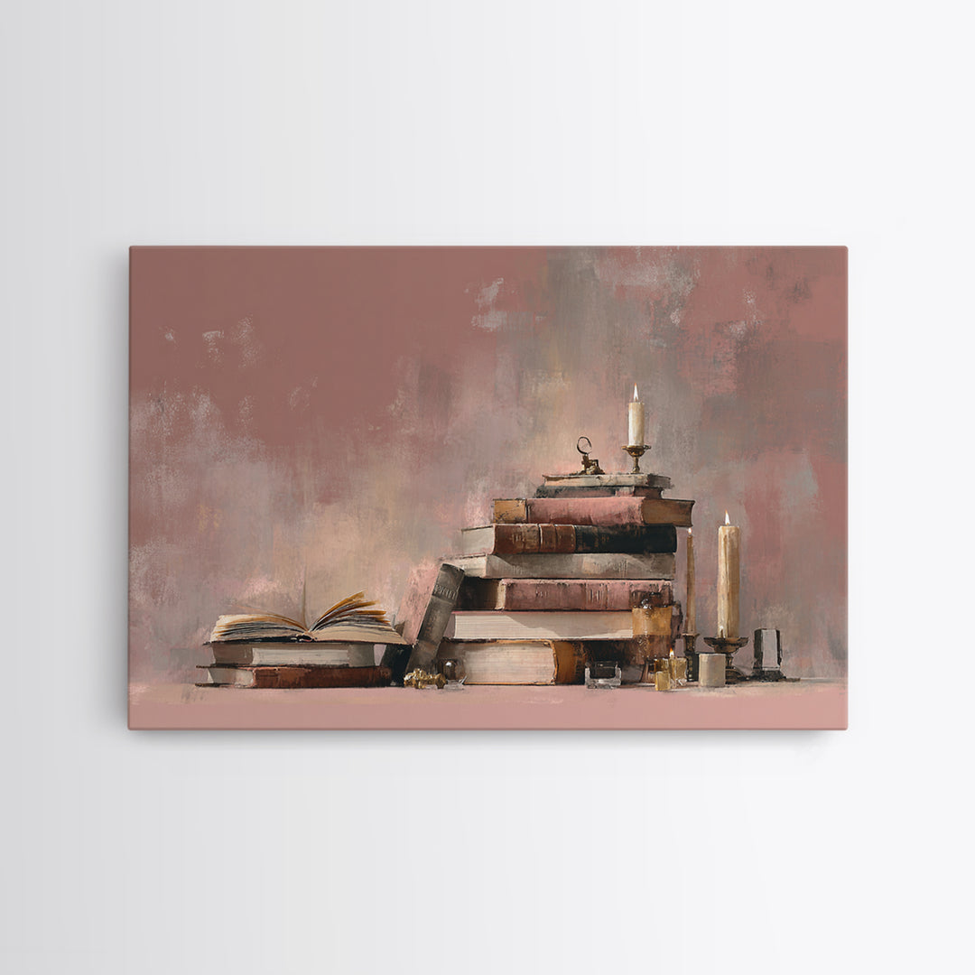 Book Cover Abstract Framed Canvas Print, Bookstore Art, Luxury Decor, Bookstore Decor, Fine Art, Literary, Pink Wall Art, BOO-3x2-59