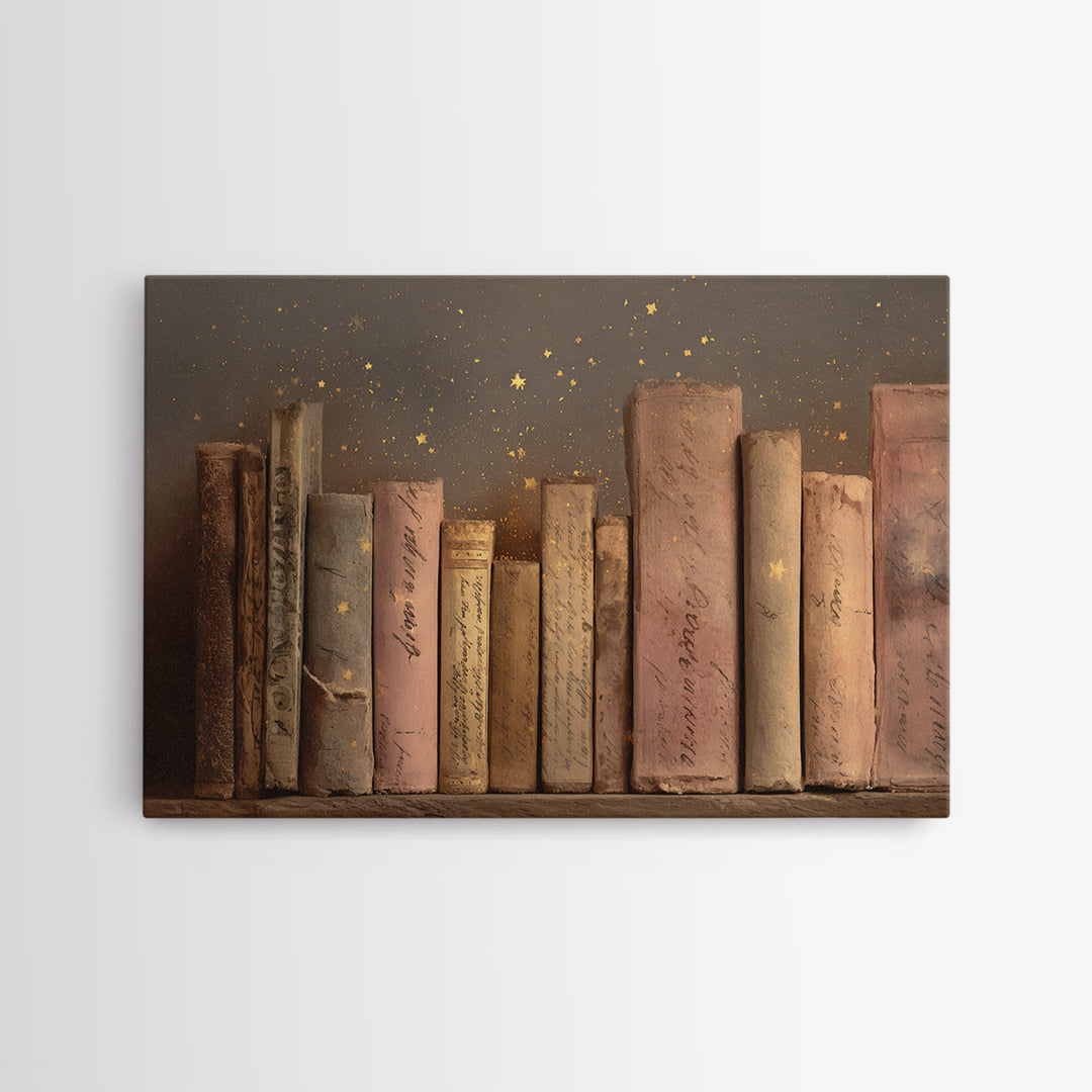 Moonlit Book with Tiny Stars Rising Canvas Print, Bookstore Art, Wall Decor, Bookstore Decor, Fine Art, Literary, Home Decor, BOO-3x2-68