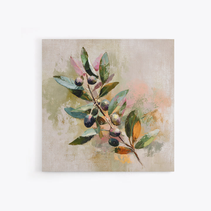 Single Olive Branch Canvas Print, Botanical Art, Living Room Wall Art, Living Room Decor, Fine Art, Botanic, Contemporary Art, BOT-1x1-55