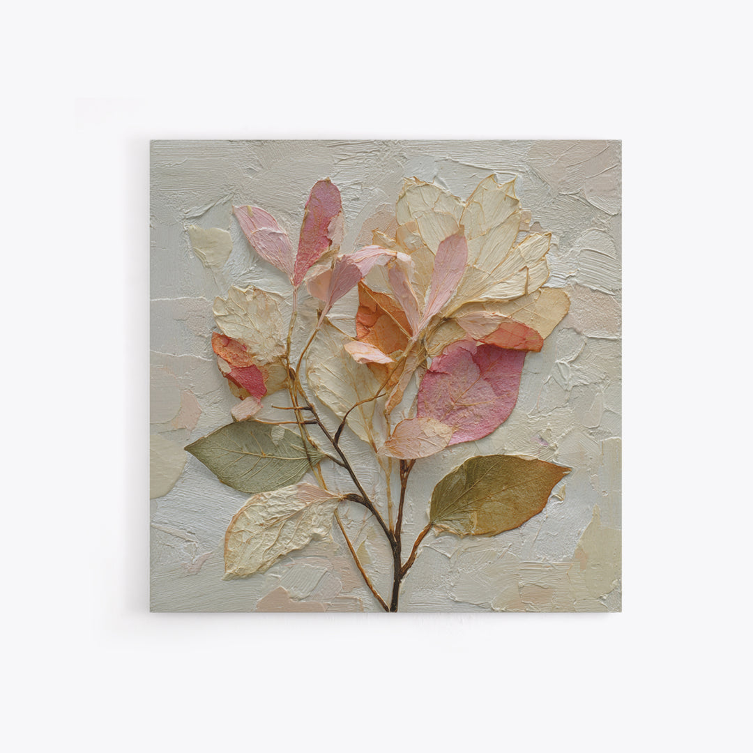 Autumn Leaves Specimen Collection Framed Canvas Print, Botanical Art, Whimsical Decor, Living Room Decor, Oil Painting, Botanic, BOT-1x1-68