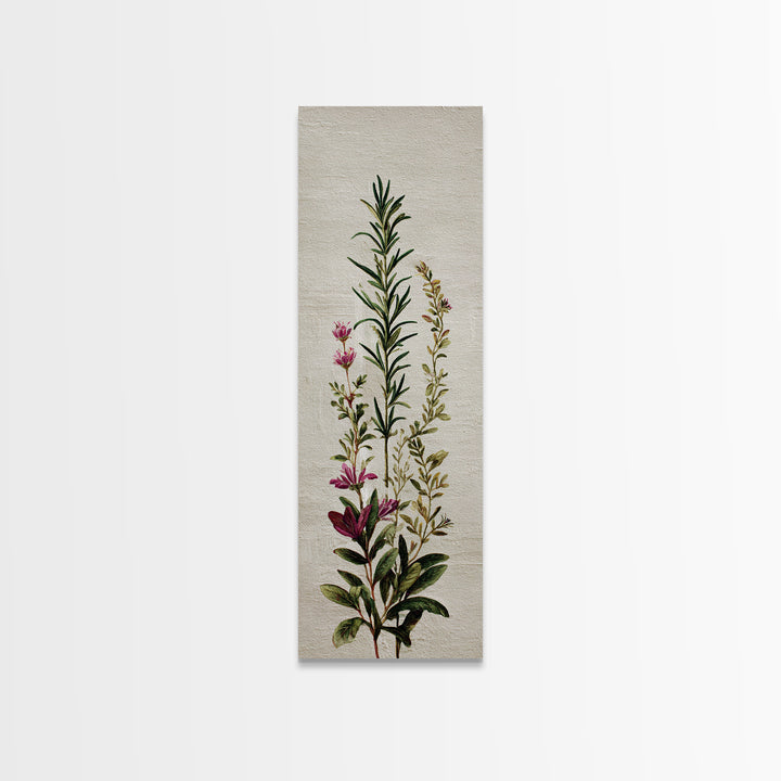 Herb Garden Watercolor Canvas Print, Botanical Art, Poster, Living Room Decor, Fine Art, Botanic, Art Nouveau, Framed Wall Art, BOT-1x3-17