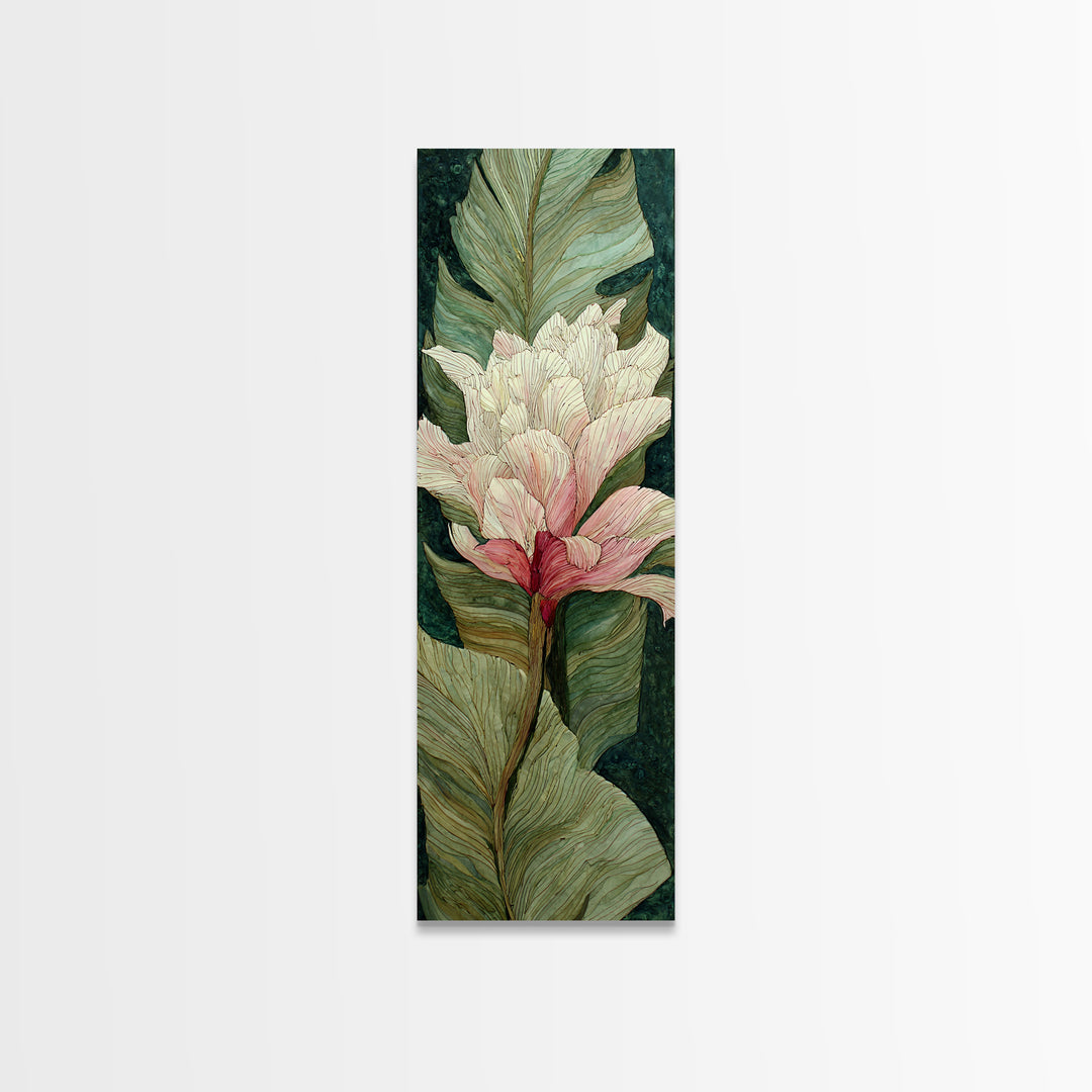 Tropical Banana Leaf Painted Framed Canvas Print, Botanical Art, Poster, Living Room Decor, Fine Art, Botanic, Art Nouveau, BOT-1x3-20