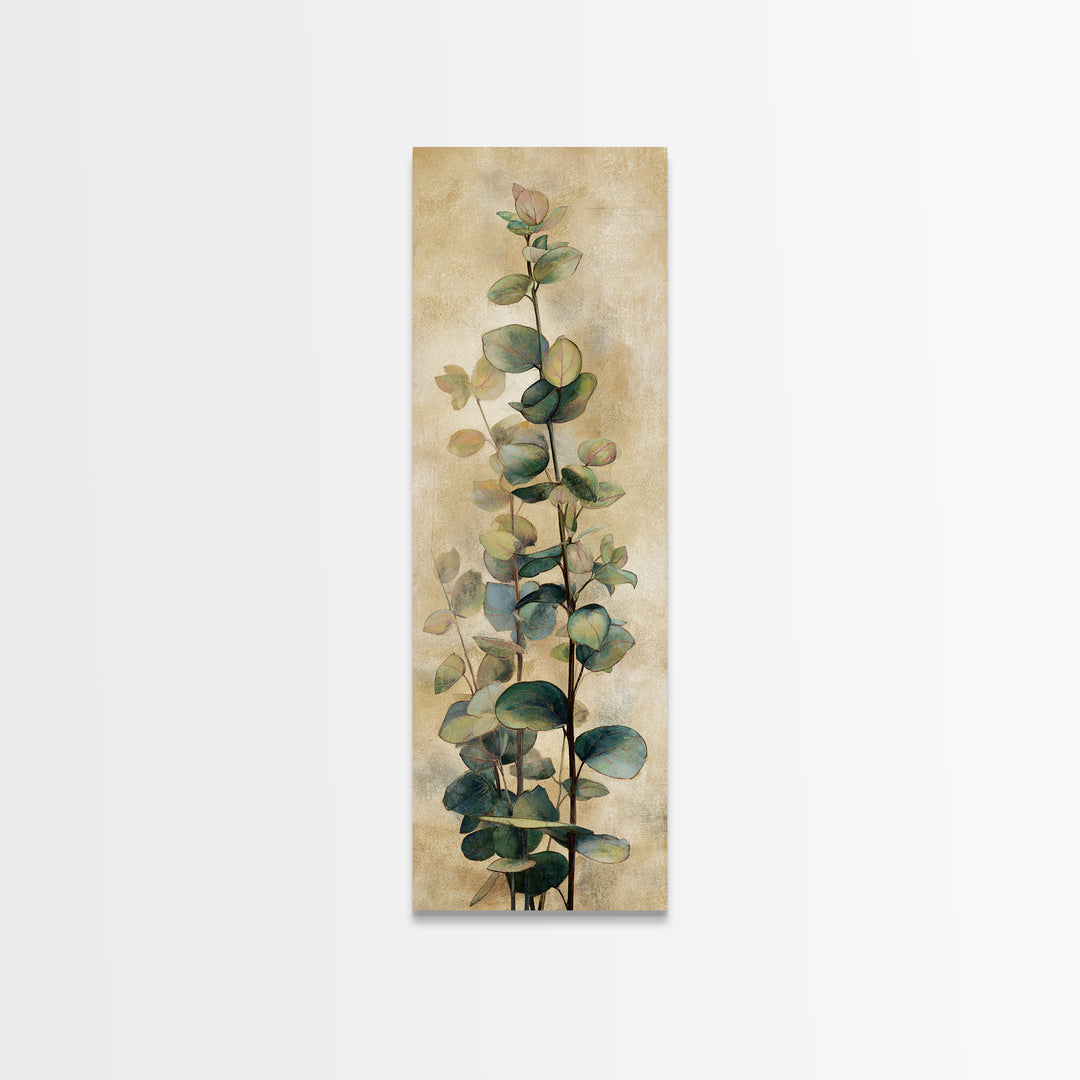 Eucalyptus Stems in Soft Sage Tones Framed Canvas Print, Botanical Art, Printable Art, Living Room Decor, Watercolor Art, BOT-1x3-47