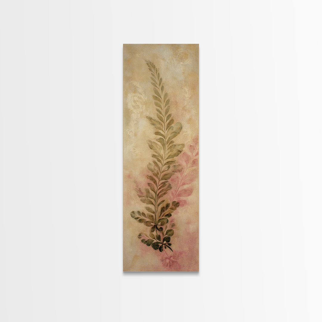 Fern Shadow Pattern on Plaster Surface Canvas Print, Botanical Art, Whimsical Decor, Living Room Decor, Oil Painting, Botanic, BOT-1x3-59