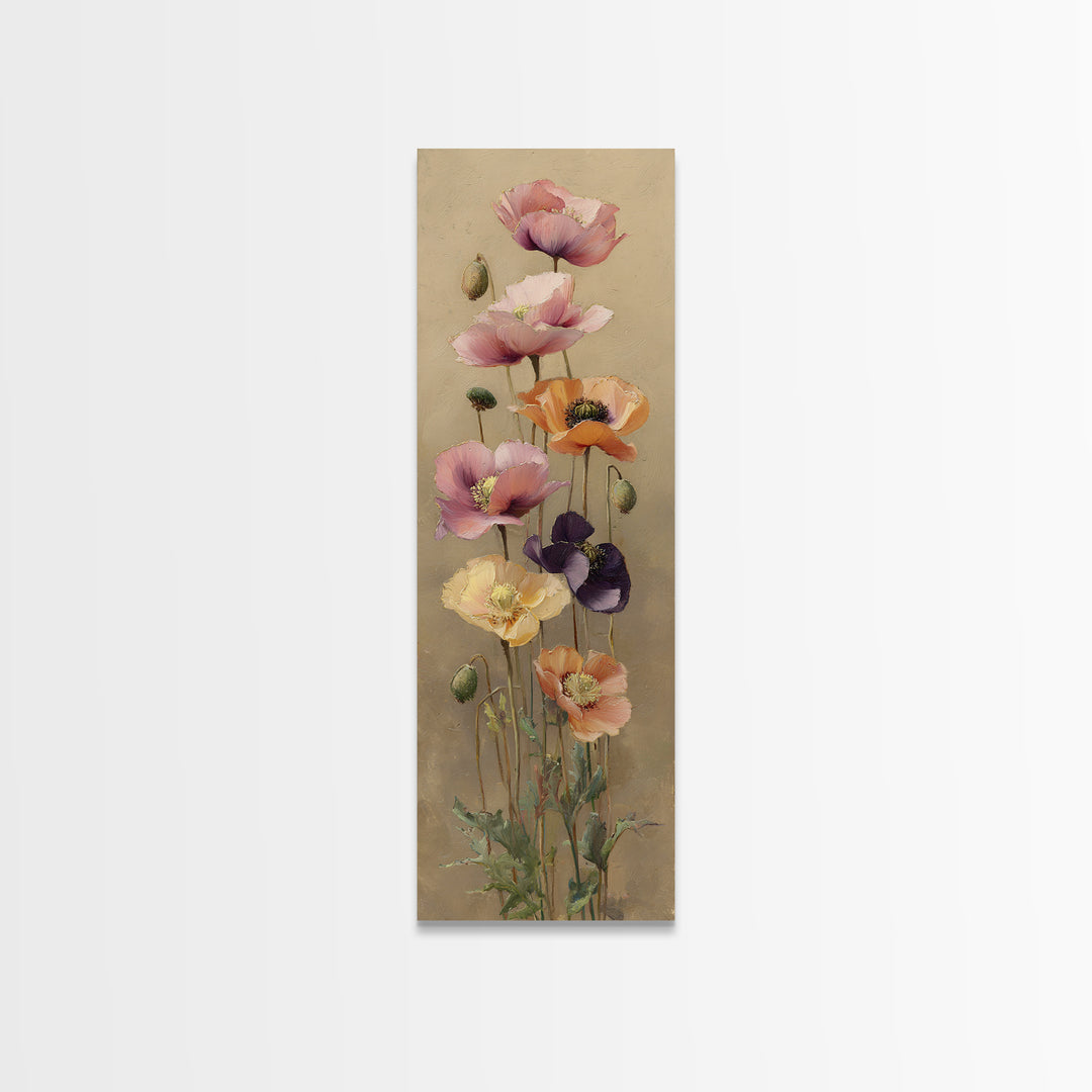 Poppy Field Botanical Study Canvas Print, Botanical Art, Poster, Living Room Decor, Botanic, Art Nouveau, Framed Wall Art, BOT-1x3-77