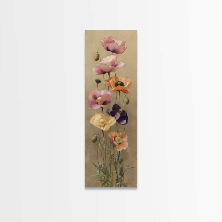 Poppy Field Botanical Study Canvas Print, Botanical Art, Poster, Living Room Decor, Botanic, Art Nouveau, Framed Wall Art, BOT-1x3-77