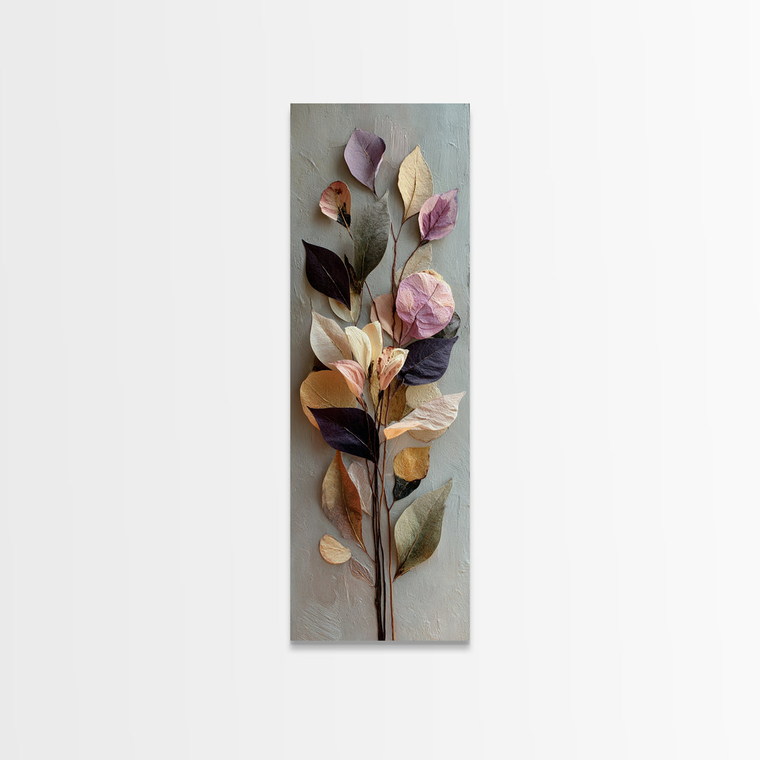 Autumn Leaves Specimen Collection Framed Canvas Print, Botanical Art, Living Room Decor, Watercolor Art, Botanic, BOT-1x3-8