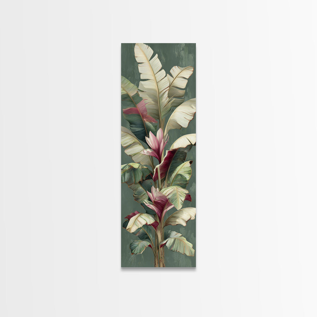 Tropical Banana Leaf Painted Framed Canvas Print, Botanical Art, Watercolor Painting, Living Room Decor, Fine Art, Botanic, BOT-1x3-92