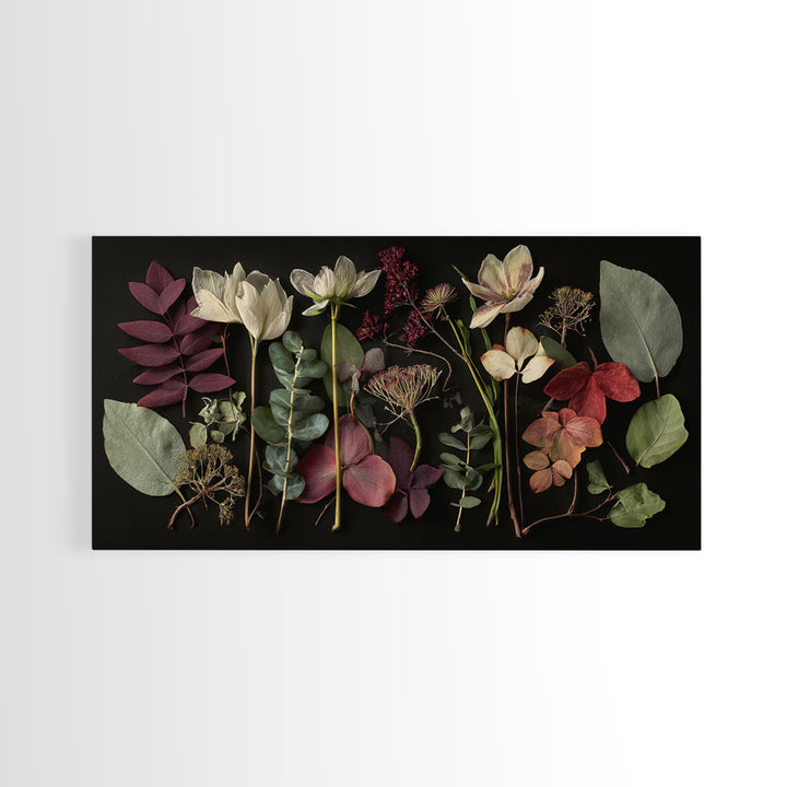 Autumn Leaves Specimen Collection Framed Canvas Print, Botanical Art, Fine Art Print, Living Room Decor, Watercolor Art, BOT-2x1-16