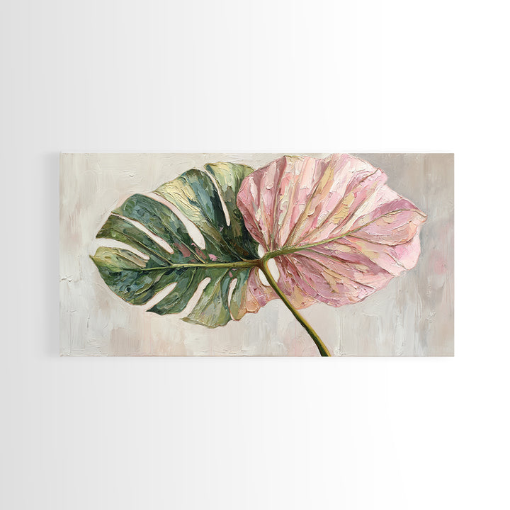 Oversized Monstera Leaf Canvas Print, Botanical Art, Textured Painting, Living Room Decor, Fine Art, Botanic, Wall Art Prints, BOT-2x1-22
