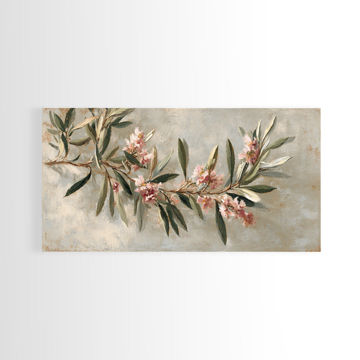 Single Olive Branch Framed Canvas Print, Botanical Art, Digital Wall Art, Living Room Decor, Oil Painting, Botanic, BOT-2x1-3
