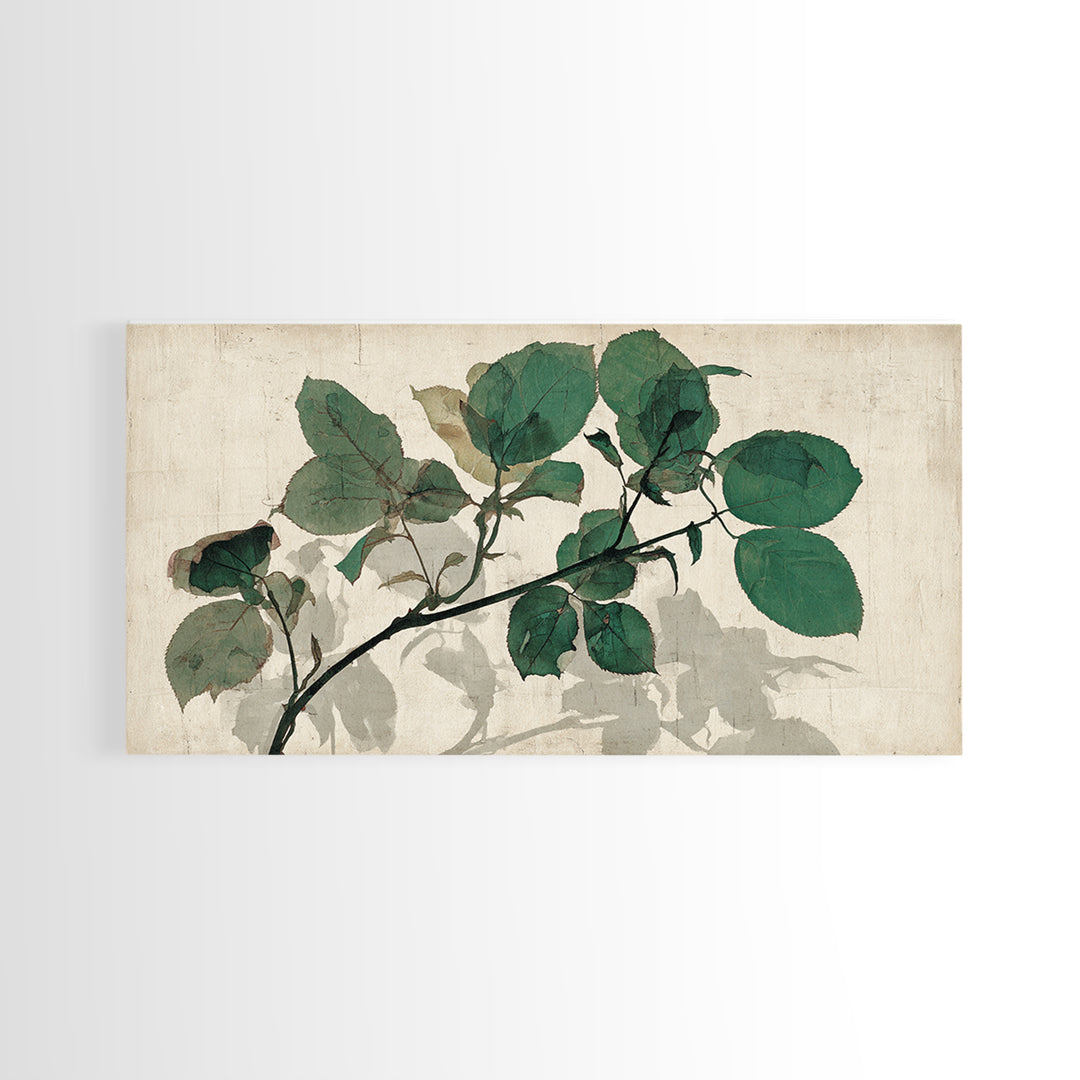 Black Ink Botanical Silhouette on Cream Paper Canvas Print, Botanical Art, Art Print, Living Room Decor, Fine Art, Botanic, BOT-2x1-41