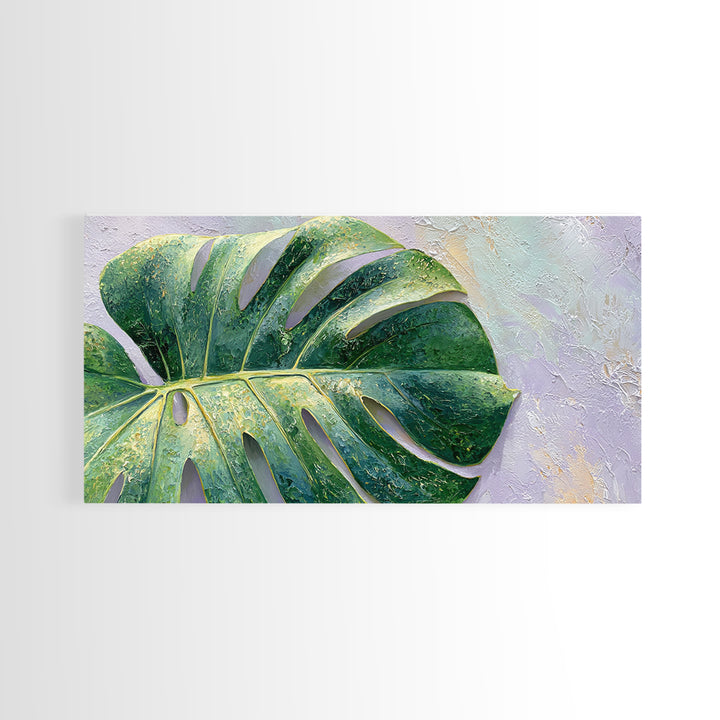 Oversized Monstera Leaf Framed Canvas Print, Botanical Art, Poster, Living Room Decor, Fine Art, Botanic, Art Nouveau, BOT-2x1-46
